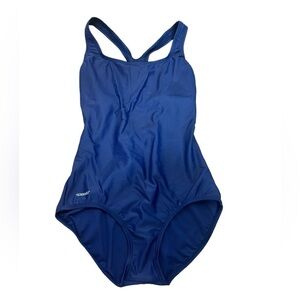 Speedo Swimsuit Womens Navy Blue Racer Back Vintage 90s One Piece Retro Sz 10